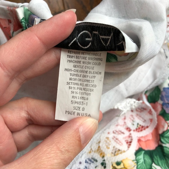 Youngland Vintage Girls 8 A-Line Floral Short-Sleeve Midi Dress w/Bow & Collar - Picture 6 of 12